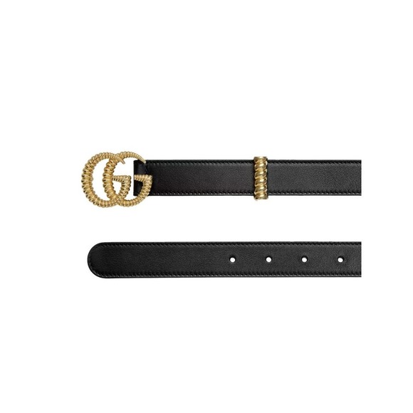 GUCCI LEATHER BELT WITH DOUBLE G TORCHON BUCKLE - Picture 5 of 6